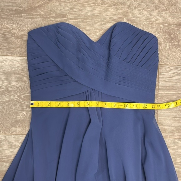 NWOT Allure Bridals Bridesmaid Formal 1221 Dress Navy Chiffon Ruched Strapless 4 - Picture 9 of 16